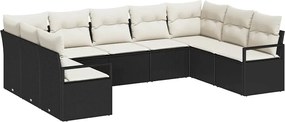 vidaXL Σετ Καναπέ με μαξιλάρι 9 pcs Μαύρο συνθετικό ρατάν