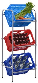 vidaXL Σταντ για 3 Τελάρα Αποθήκευσης Ασημί 50 x 33 x 116 εκ. Ατσάλινο