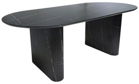 Τραπέζι Nembou pakoworld mdf σε απόχρωση μαύρου μαρμάρου 210x100x76εκ