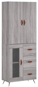 vidaXL Ντουλάπι Γκρι Sonoma 69,5 x 34 x 180 εκ. Επεξεργασμένο Ξύλο