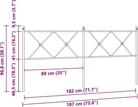 vidaXL Ανταλλακτικό κεφαλάρι Λευκό 180 εκ. Μεταλλικό
