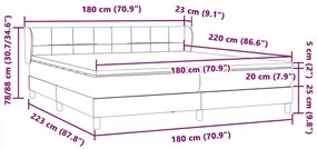 Box Spring κρεβάτι με στρώματα ανοιχτό γκρι 180x220cm Βελούδινο - Γκρι