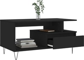 vidaXL Τραπεζάκι Σαλονιού Μαύρο 90x49x45 εκ. Επεξεργασμένο Ξύλο