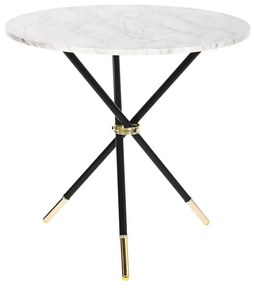 Βοηθητικό Τραπέζι DKD Home Decor Λευκό Μαύρο Χρυσό Μέταλλο Ξύλο MDF 80 x 80 x 76 cm