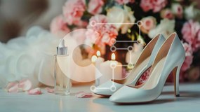 Intra Συλλεκτικό Ξύλινο Παζλ Plywood 4mm - Λευκά ψηλοτάκουνα με λουλούδια και κεριά Σε Ξύλινο Κουτί - Διαστάσεις Puzzle: 10x10 cm – 25 κομμάτια