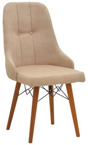 Καρέκλα Elif pakoworld μπεζ ύφασμα-καρυδί πόδι 46x50x97εκ Model: 266-000014