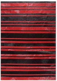 Δερμάτινο Χειροποίητο Χαλί Skin Stripes Black-Red