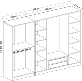 Εξαφυλλη Ντουλαπα Λευκο KALEO 52x180x210