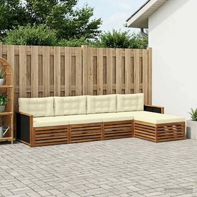 vidaXL Σειρά Καναπέ Εξωτερικού 5 pcs Φυσικό και Κρέμα Πολυεστέρας
