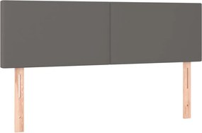 vidaXL Κρεβάτι Boxspring με Στρώμα Γκρι 140x190εκ. από Συνθετικό Δέρμα
