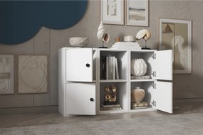 Stewehome Κονσόλα με τέσσερις πόρτες και ράφι Λευκό 97x30x65 cm
