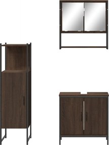vidaXL Σετ Επίπλων Μπάνιου 3 Τεμαχίων Καφέ Δρυς από Τεχν. Ξύλο