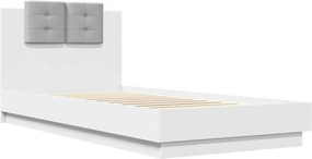 vidaXL Πλαίσιο Κρεβατιού με Κεφαλάρι Λευκό 90x200 εκ. Επεξεργ. Ξύλο