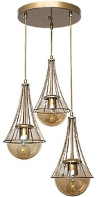 Φωτιστικό Οροφής Chavi 0124518 40x40x90cm 3xE27 60W Gold Megapap Metal