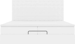 vidaXL Οθωμανικό κρεβάτι με στρώματα Λευκό 200x200cm Faux Leather