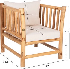ΣΕΤ ΣΑΛΟΝΙ 4ΤΜΧ EDDARD HM9340 ΑΠΟ ΜΑΣΙΦ ΞΥΛΟ TEAK  ΦΥΣΙΚΟ - ΛΕΥΚΟ
