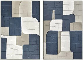 Καμβάς Home ESPRIT Μπλε Λευκό Αφηρημένο Urban 83 x 4 x 123 cm (x2)