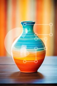 Intra Συλλεκτικό Ξύλινο Παζλ Plywood 4mm - Πολύχρωμο κεραμικό βάζο σε ξύλινο τραπέζι Σε Ξύλινο Κουτί - Διαστάσεις: 10x10 cm – 25 κομμάτια