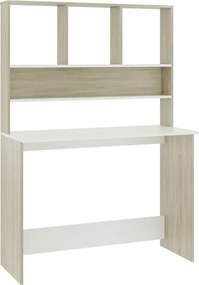 vidaXL Γραφείο με Ράφια Λευκό/Sonoma Δρυς 110x45x157 εκ. Μοριοσανίδα