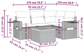 vidaXL Σετ Καναπέ Κήπου 5 τεμ. Μπεζ Συνθετικό Ρατάν με Μαξιλάρι