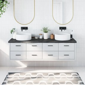 Πάγκος Μπάνιου Σκούρο Καφέ 180x50x(2-6) εκ. Επεξεργ. Μασίφ Ξύλο