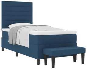 vidaXL Κρεβάτι με Σοφά και Στρώμα & Πάγκο Μπλε 90x200 εκ. Ύφασμα