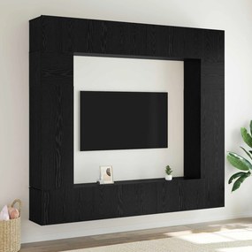 vidaXL Σετ επίπλου τηλεόρασης 8 pcs Μαύρη Οξυά Επεξεργασμένο ξύλο