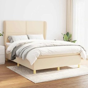 vidaXL Κρεβάτι Boxspring με Στρώμα Κρεμ 140x190 εκ. Υφασμάτινο