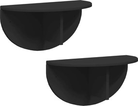 vidaXL Ράφι Τοίχου 2 pcs Μαύρο 48 x 24 x 24 εκ Επεξεργασμένο ξύλο