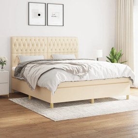 vidaXL Κρεβάτι Boxspring με Στρώμα Κρεμ 180x200 εκ. Υφασμάτινο