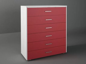 Intrahome Συρταριέρα παιδική με 6 συρτάρια σε χρώμα λευκό ρουστίκ-κόκκινο 90x45x1,08 Intrahomesa-00652204