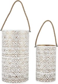 ΦΑΝΑΡΆΚΙΑ LANTERNE METAL AJOURE BLANC DORE X2 M1 HD0037