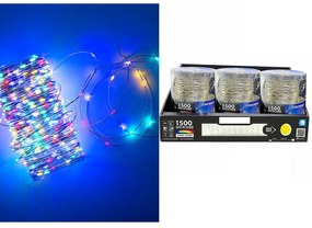 1500 MicroLED Εσωτ. &amp; Εξωτ. Χώρου Με 8 Προγράμματα Και Μετασχηματιστή Πολύχρωμο Φως Διάφανο Καλώδιο Μη Επεκτεινόμενο IP4