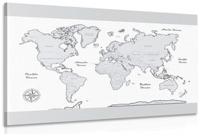 Εικόνα παγκόσμιου χάρτη με γκρι περίγραμμα - 60x40