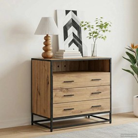 vidaXL Ντουλάπι με Συρτάρια 3-Συρτάρι Artisan δρυς 70 x 41 x 70 εκ