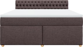 vidaXL Κρεβάτι Boxspring με Στρώμα Σκούρο Καφέ 180x200 εκ Υφασμάτινο