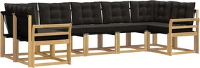 vidaXL Σειρά Καναπέ Εξωτερικού με μαξιλάρι 7 pcs Λευκό και Μαύρο