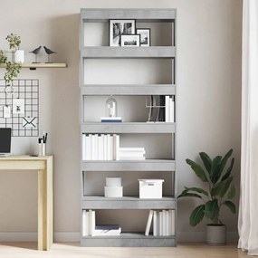 vidaXL Βιβλιοθήκη με ράφι Γκρι σκυροδέματος 80 x 30 x 198 εκ