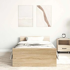 vidaXL Πλαίσιο Κρεβ. Χωρ. Στρώμα Sonoma Δρυς 90x200 εκ. Επεξ. Ξύλο