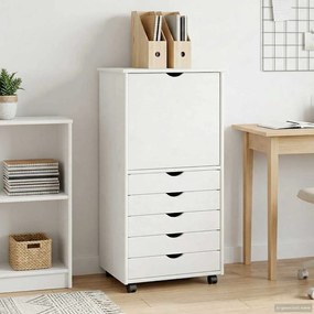 vidaXL Κινητό Ντουλάπι 53 x 39 x 103 cm Στερεό ξύλο πεύκου Λευκό