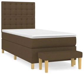 Κρεβάτι Boxspring με Στρώμα Σκούρο Καφέ 90x190 εκ. Υφασμάτινο - Καφέ