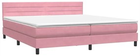 Box Spring κρεβάτι με στρώμα ροζ 180x220 cm Βελούδινο - Ροζ