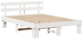 vidaXL Σκελετός Κρεβατιού Λευκό 150 x 200 cm Μασίφ ξύλο πεύκου