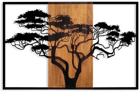 Διακοσμητικό τοίχου Acacia Tree Megapap ξύλινο - μεταλλικό χρώμα καρυδί - μαύρο 90x3x58εκ.-GP052-0079