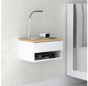 Κομοδίνο επιτοίχιο μελαμίνης Mary Megapap sonoma - λευκό 40x30x23εκ. GP028-0052,3-GP028-0052,3-Λευκό GP028-0052,3