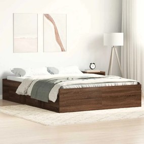 vidaXL Πλαίσιο Κρεβατιού Καφέ Δρυς 150 x 200 εκ. King Size