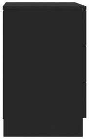 Κομοδίνα 2 τεμ. Μαύρα 38 x 35 x 56 εκ. από Μοριοσανίδα - Μαύρο