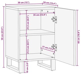 Ντουλάπι Μπάνιου 38x34x58 εκ. από Μασίφ Ξύλο Μάνγκο - Καφέ