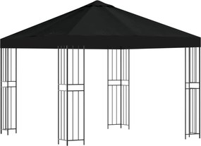 vidaXL Κιόσκι 3 x 3 m Μαύρο Πολυεστέρας και Χάλυβας 190 gsm