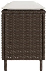 Πάγκος κήπου με μαξιλάρι γκρι 110x30x40,5 cm Poly Rattan - Γκρι